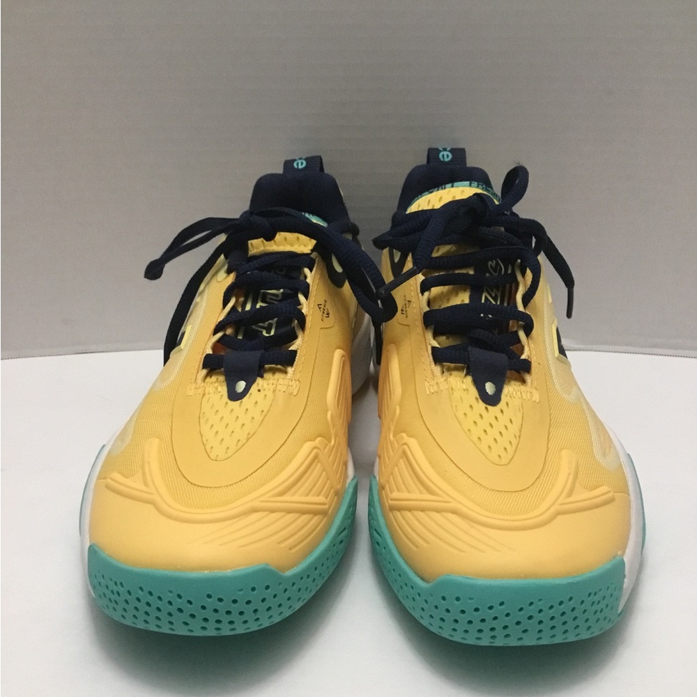 New Balance Yellow and Teal Sneakers with Navy Laces